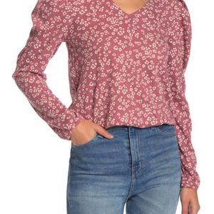 🆕Good Luck Gem Mauve Floral V-Neck Thermal Size M